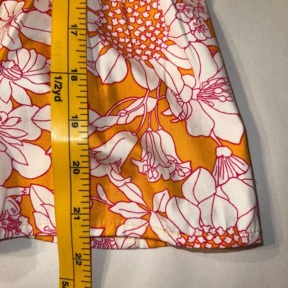 J.Crew Babydoll Crop Tank Top Womens 8 Orange‎ White Floral Button Front Bow - Picture 8 of 8